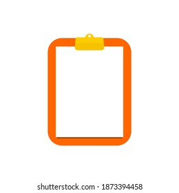 clipboard with yellow clip and blank white paper for add text and design isolated on white background. vector illustration