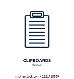 clipboards icon from feedback collection. Thin linear clipboards, document, clipboard outline icon isolated on white background. Line vector clipboards sign, symbol for web and mobile