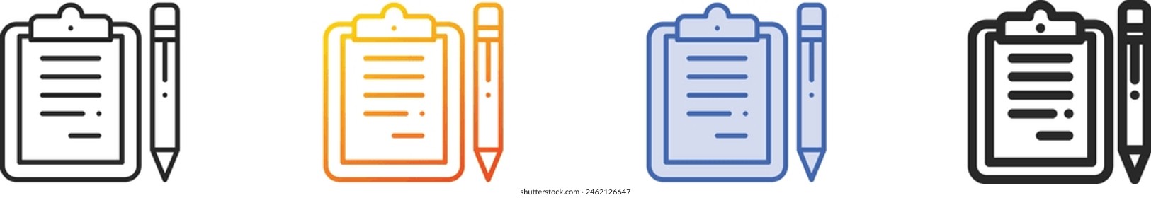 Icono de Portapapeles.Diseño lineal delgado, degradado, trazo azul y estilo audaz aislado sobre fondo blanco