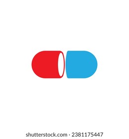 clipped blue and red capsule icon vector template illustration logo design