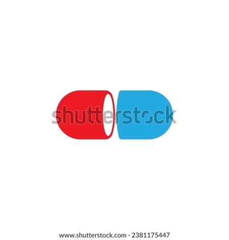 clipped blue and red capsule icon vector template illustration logo design