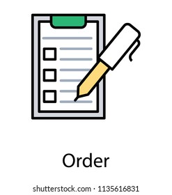 
Beschnittene Checkliste an Bord und Markierungsstift, zusammen mit der Idee der Bestellung Symbol
