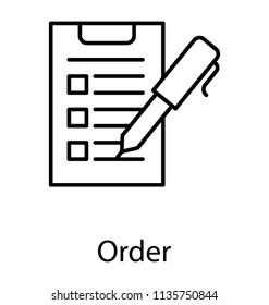 
Clipped checklist in board and marking pen, together offering idea of order icon
