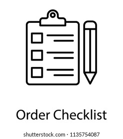 
Clipped checklist in board and marking pen, together offering idea of order checklist icon
