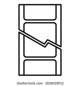 Clipped film icon outline vector. Cut video. Scissors edit