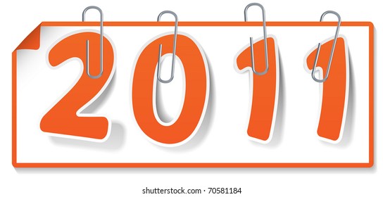 Clipped orange sign "2011" (Element for design vector illustration)