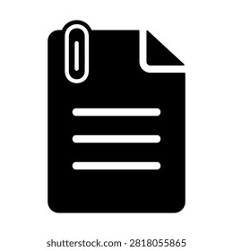 Clipped paper document icon with binder clip