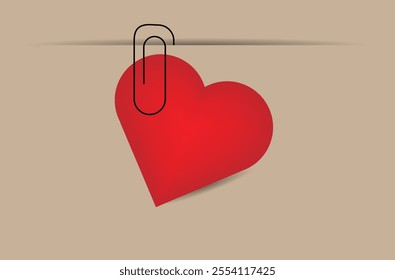 Clipped Realistic Heart on Paper. International winter holiday for friends and lovers Valentine's Day celebration vector art