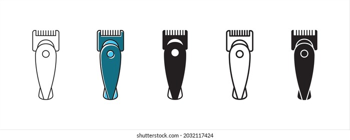 Clipper electric razor vector icon set. Barbershop kit illustration