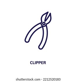 clipper icon from construction tools collection. Thin linear clipper, equipment, tool outline icon isolated on white background. Line vector clipper sign, symbol for web and mobile