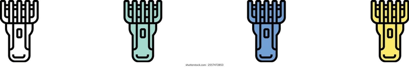 clipper icon. Outline, Green, Blue and Yellow Style Design Isolated On White Background