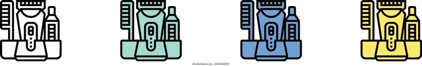clipper icon. Outline, Green, Blue and Yellow Style Design Isolated On White Background