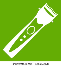 Clipper icon white isolated on green background. Vector illustration