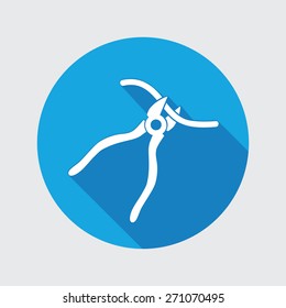 Clipper, nippers tool icon. Tool, working, fix, repair, connection symbol. Round button with long shadow. Vector
