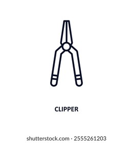 clipper outline icon.  Thin line icon from construction tools collection. Editable vector isolated on white background