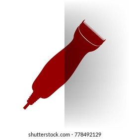 Clipper sign illustration. Vector. Bordo icon on white bending paper background.