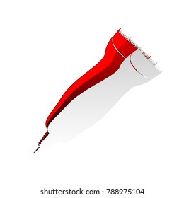 Clipper sign illustration. Vector. Detachable paper icon with red body stock. Isolated.