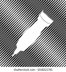 Clipper sign illustration. Vector. Icon. Hole in moire background.