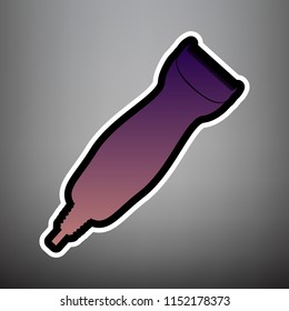 Clipper sign illustration. Vector. Violet gradient icon with black and white linear edges at gray background.