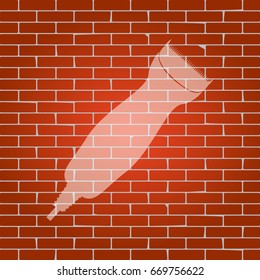 Clipper sign illustration. Vector. Whitish icon on brick wall as background.