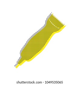 Clipper sign illustration. Vector. Yellow icon with square pattern duplicate at white background. Isolated.