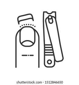 Clippers and cut nail black line icon. Manicure and pedicure instrument. Nail service. Beauty industry. Pictogram for web page, promo. UI/UX/GUI design element. Editable stroke.