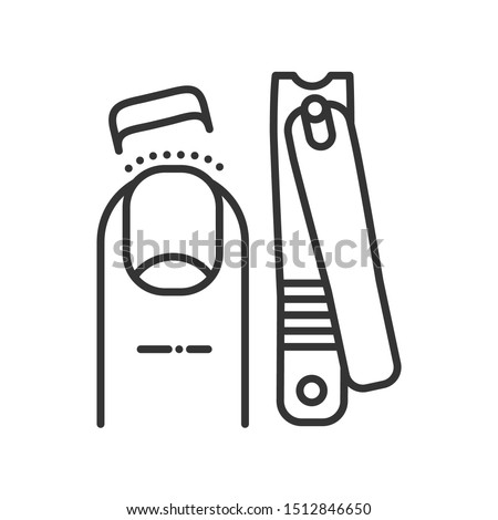 Clippers and cut nail black line icon. Manicure and pedicure instrument. Nail service. Beauty industry. Pictogram for web page, promo. UI/UX/GUI design element. Editable stroke. Foto d'archivio © 