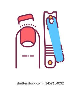 Clippers and cut nail color line icon. Manicure and pedicure instrument. Nail service. Beauty industry. Pictogram for web page, promo. UI/UX/GUI design element. Editable stroke.