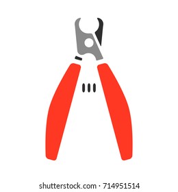 Clippers for grooming pets. Flat color icon. Vector