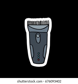 clippers hair doodle icon, sticker