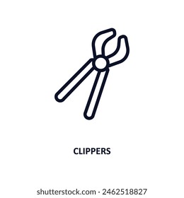 Klippersymbol. Dünne Linie Klipper-Symbol aus der Bau-Kollektion. Umriss-Vektorgrafik isoliert auf weißem Hintergrund. Editierbares Klippersymbol kann für Web und Mobilgeräte verwendet werden
