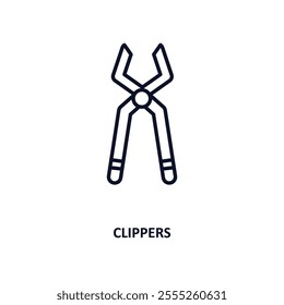 clippers outline icon.  Thin line icon from construction collection. Editable vector isolated on white background