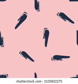 Clippers seamless pattern on. Vintage barber shops elements in doodle style. Hand drawn repeat texture for fabric, wallpaper, textile, print, wrapping paper. Vector illustration.