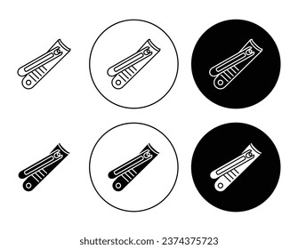Clippers vector icon set. Nail scissors sign in black filled and outlined style.