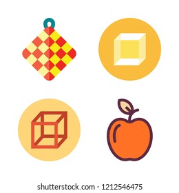 clipping icon set. vector set about apple, cube and towel icons set.