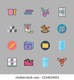 clipping icon set. vector set about wrapper, folder, adjustment id and fridge icons set.