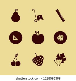 clipping icon. clipping vector icons set apple, pear, handcart and strawberry