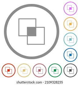 Clipping mask tool flat color icons in round outlines on white background