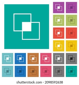 Clipping mask tool multi colored flat icons on plain square backgrounds. Included white and darker icon variations for hover or active effects.