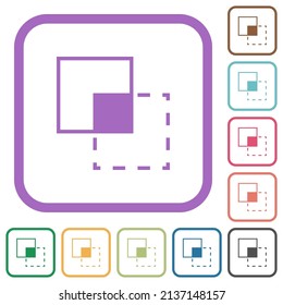Clipping mask tool simple icons in color rounded square frames on white background
