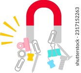 Clips and nails that stick to U-shaped magnets