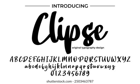 Clipse Font Elegante pincel pintado con letras mayúsculas de Vector, alfabeto, tipografía