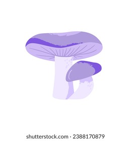 Clitocybe nuda mushroom. Edible fungus. Vector cartoon illustration with texture isolated on the white background.