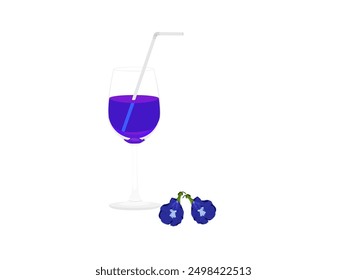 Clitoria ternatea sobre fondo blanco.