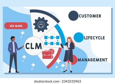 CLM - Customer Lifecycle Management acronym. business concept background. vector illustration concept with keywords and icons. lettering illustration with icons for web banner, flyer, landing