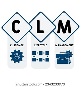 CLM - Customer Lifecycle Management acronym. business concept background. vector illustration concept with keywords and icons. lettering illustration with icons for web banner, flyer, landing