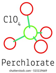ClO4 Perchlorate molecule isolated on white