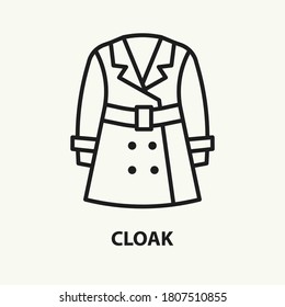 Cloak flat line icon. Vector illustration.