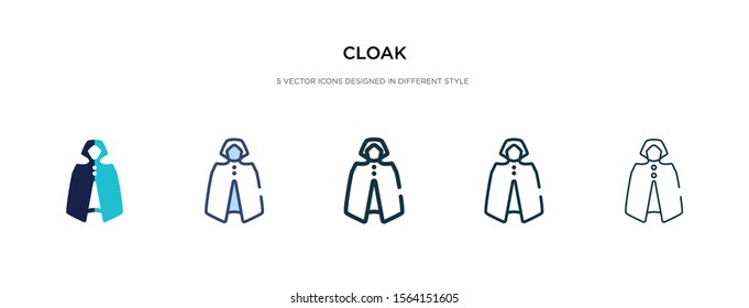 cloak icon in different style vector illustration. two colored and black cloak vector icons designed in filled, outline, line and stroke style can be used for web, mobile, ui