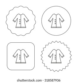 Cloak icon. Protection jacket outerwear sign. Gardening clothes symbol. Flat circle, star and emblem buttons. Labels design. Vector